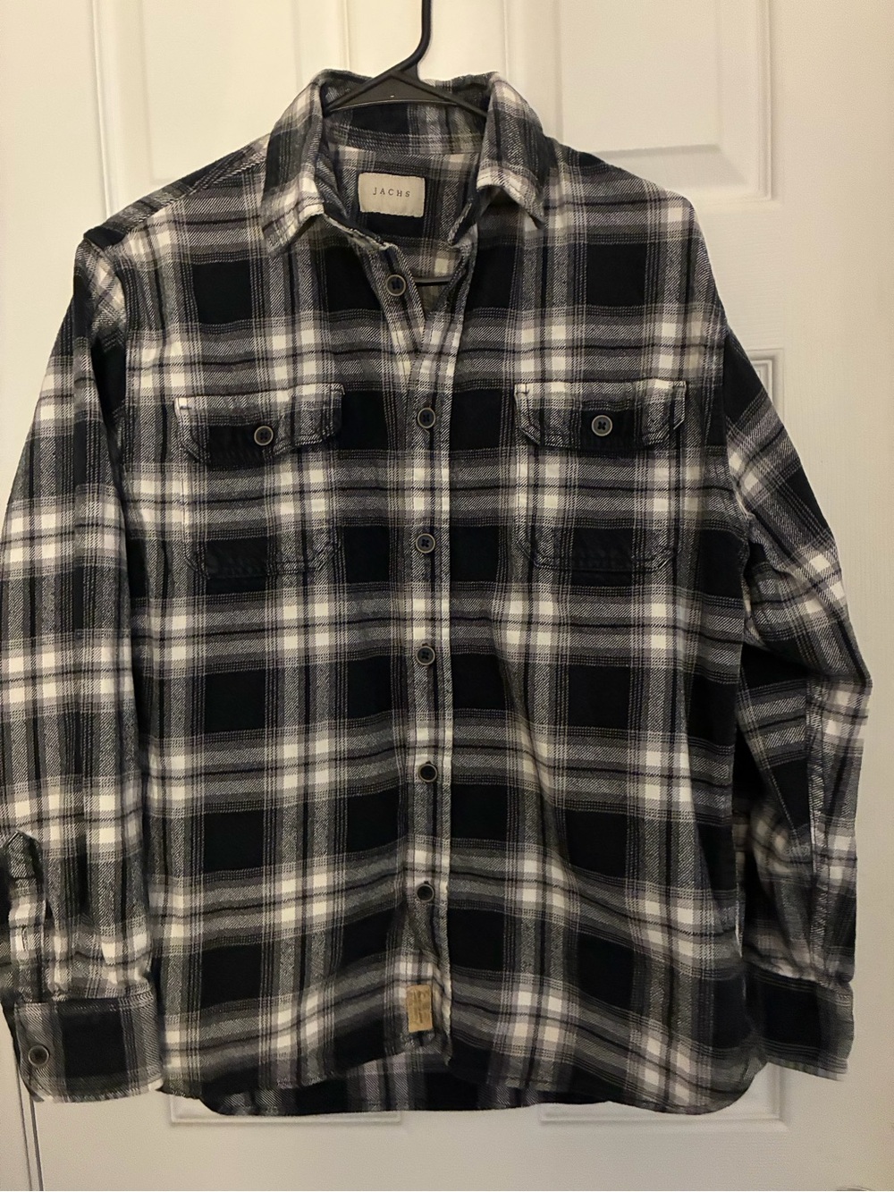 Jachs Black and White Plaid Button-Down Shirt